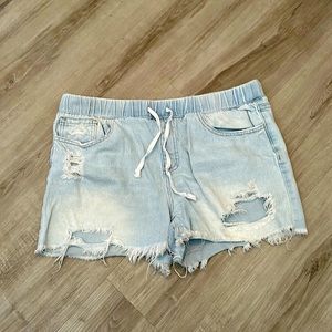 Elastic Waist Jean Shorts